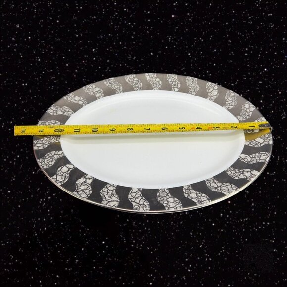 Michael Wainwright Pottery Large Platter Tray Dish Crackled Silver White Ceramic - Picture 6 of 10